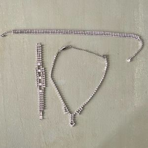 Choker Necklace and Bracelet Silver Jewelry Set